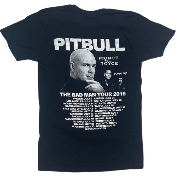 Pitbull The Bad Man Tour black and white short sleeve t shirt - Picture 2 of 4
